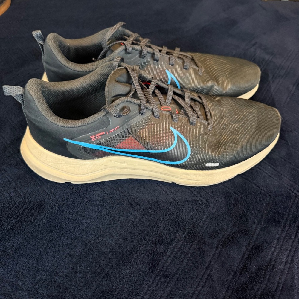 Nike Downshifter 12 Dark‎ Smoke Grey Black Blue Running Shoes DD9293-008 Mens 12